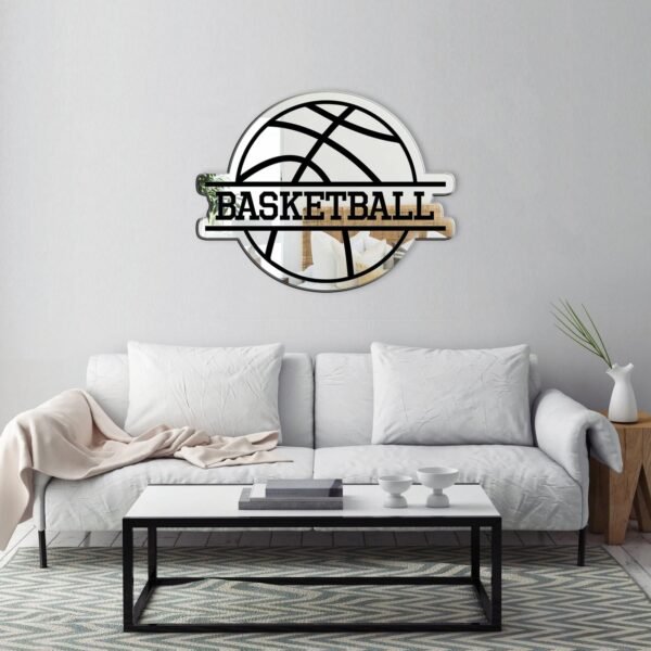 Mirror featuring a basketball design