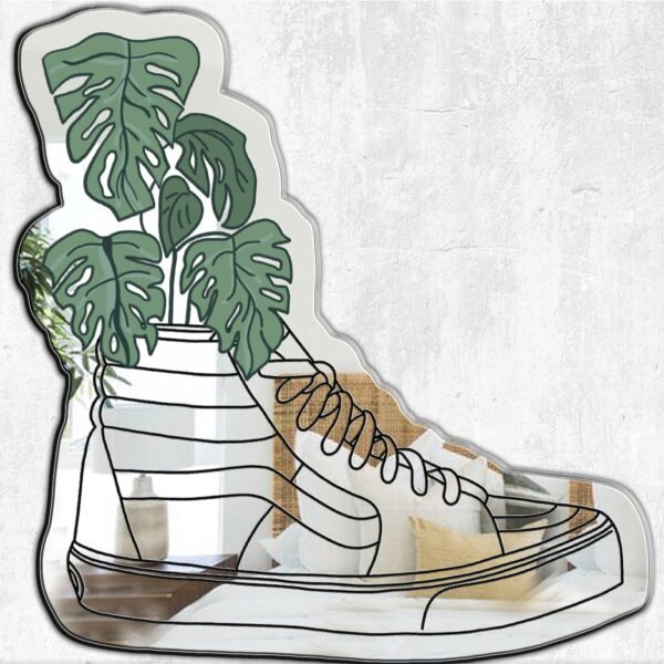 Mirror featuring a Vans SK8 Hightop design with Monstera leaf accents