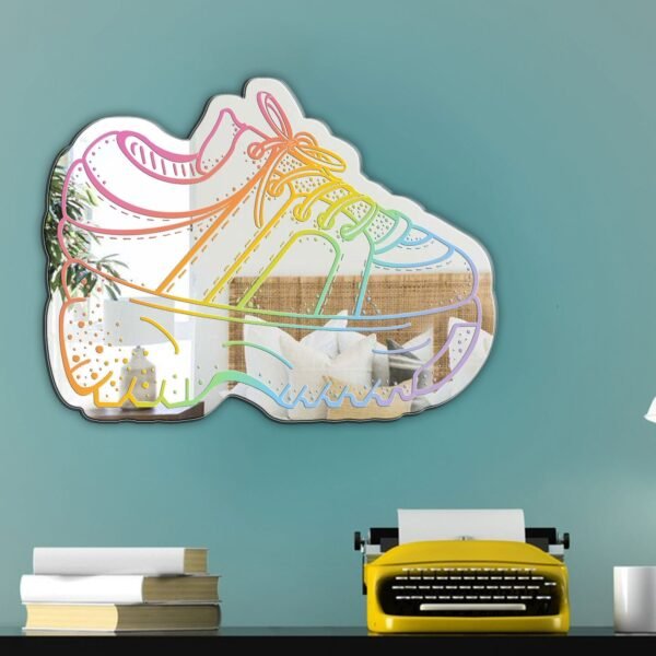 Mirror featuring a design of a rainbow platform sneaker inspired by 90s Spice Girls Y2K fashion
