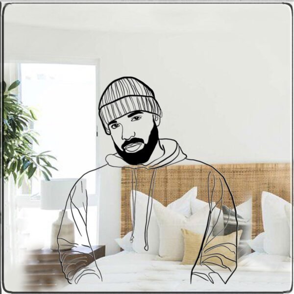 Mirror featuring an artistic illustration of Drake