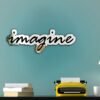 Mirror featuring the simple quote 'Imagine' in elegant text