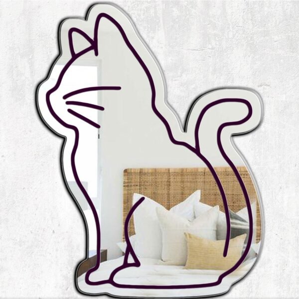 Mirror featuring a custom painted design of a cat