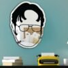 Mirror featuring a design inspired by Dwight Schrute from The Office