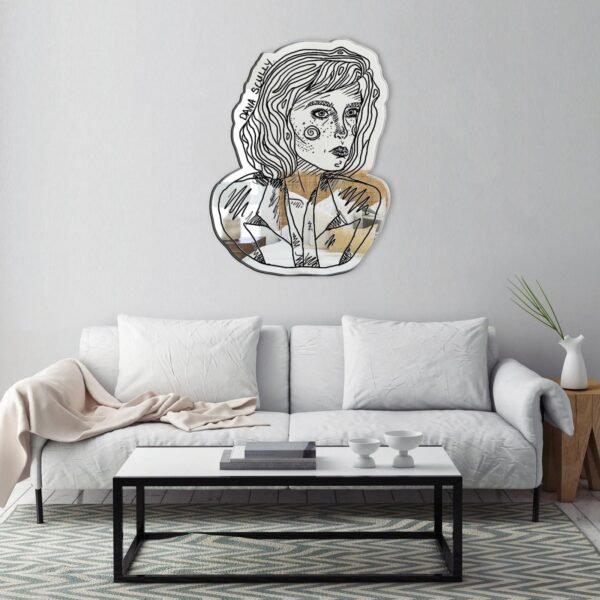 Mirror featuring a custom-painted design inspired by Dana Scully from The X-Files