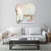 Mirror featuring a rainbow toast shape and colorful print design