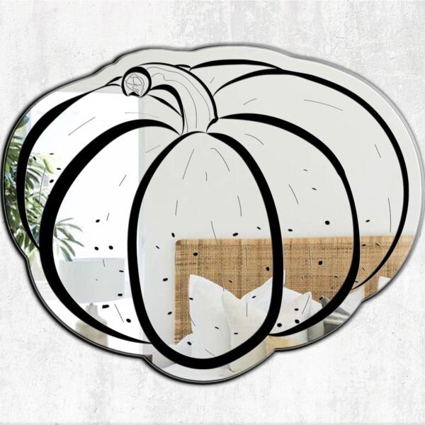 Mirror featuring a beautiful pumpkin design, perfect for kitchen decor