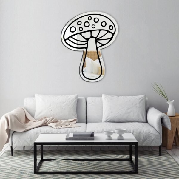 Mirror featuring a doodle illustration of a mushroom