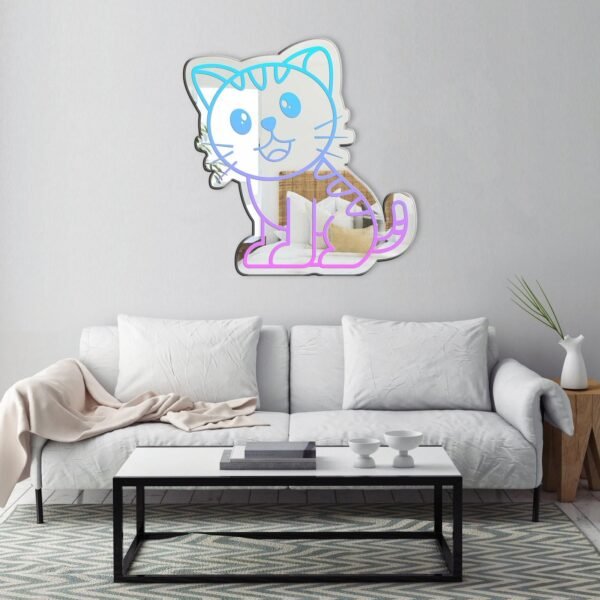 Mirror featuring a colorful and contemporary design of a cute cat