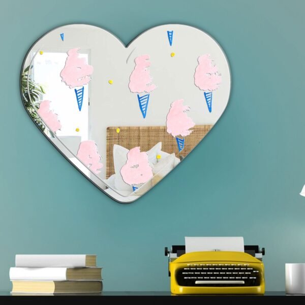 Mirror featuring heart-shaped cotton candy prints