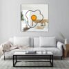 Mirror featuring an illustration of a fried egg with yolk and white