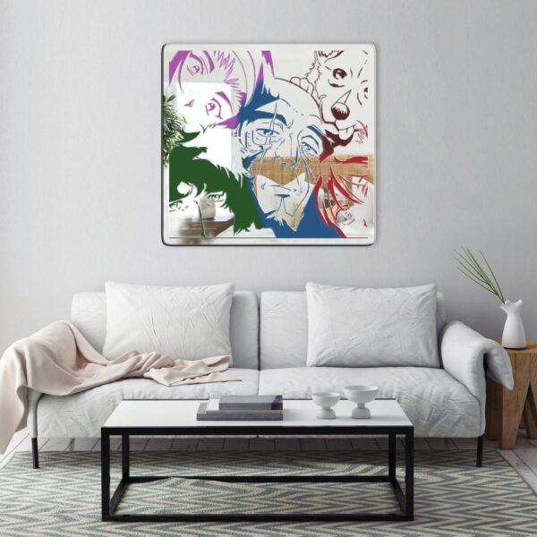 Mirror featuring a personalized colored design inspired by characters from Cowboy Bebop