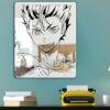 Mirror featuring a stylish design of Yu Nishinoya, a character from Haikyuu