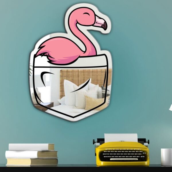 Pocket mirror featuring a stylish flamingo design