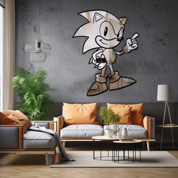 Mirror featuring a custom Sonic the Hedgehog design