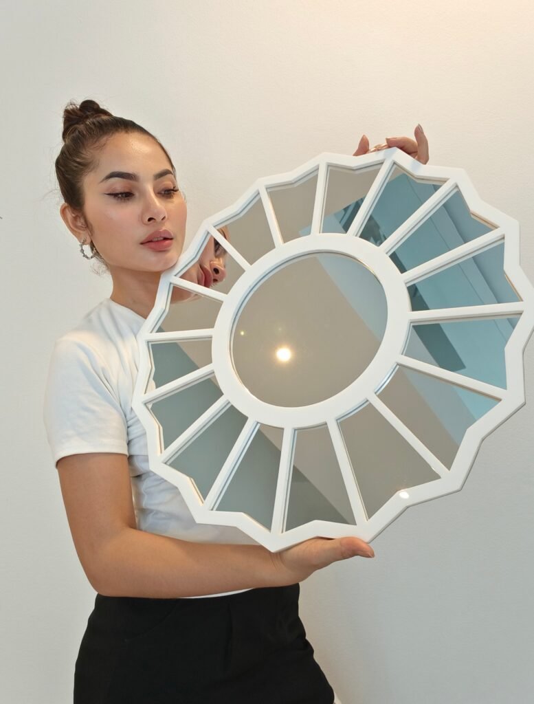 Custom mirror shaped like "The Divine Feminine," inspired by Mac Miller