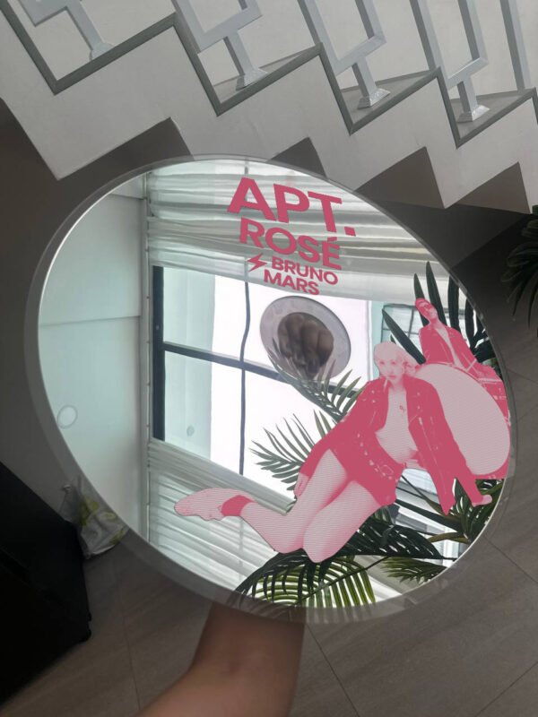 APT Album mirror art in the shape of a CD, available in 13-inch and 20-inch sizes.