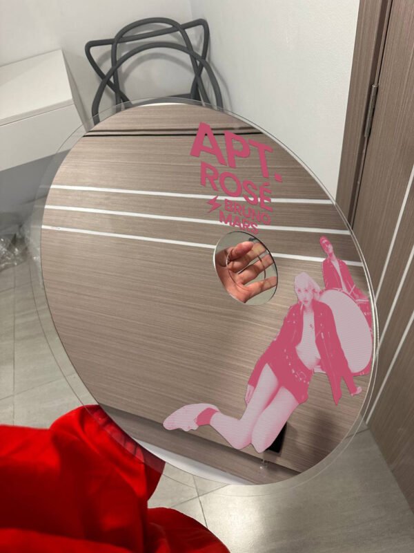 Rose BLACKPINK and Bruno Mars-inspired CD-shaped mirror for stylish wall art and home decor