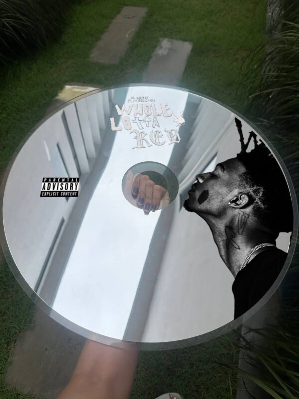 Whole Lotta Red CD mirror by Playboi Carti, featuring a clear acrylic backing and artistic album design.