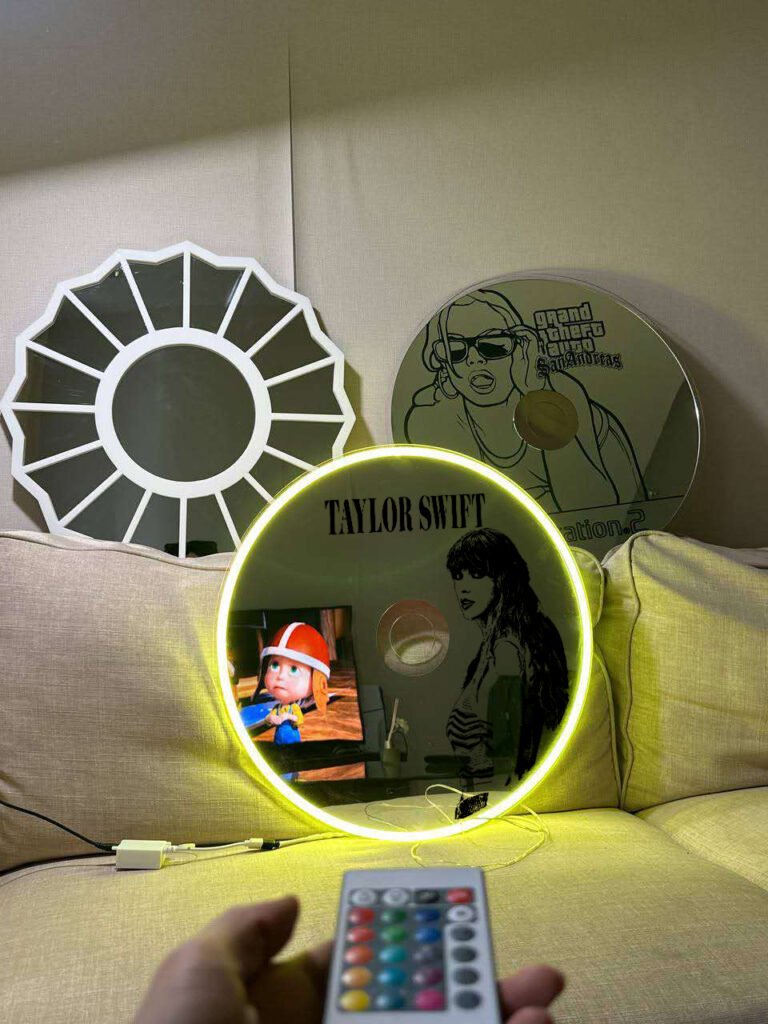 Taylor Swift CD Mirror - RGB Neon Light Edition Taylor Swift Acrylic Mirror with LED Lights – Customizable Colors