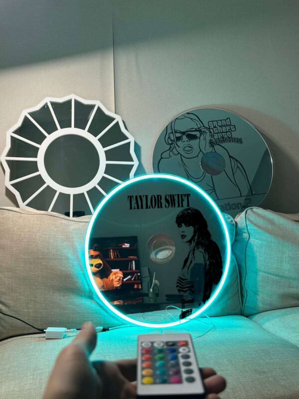 Taylor Swift CD Mirror with Remote-Controlled RGB Neon