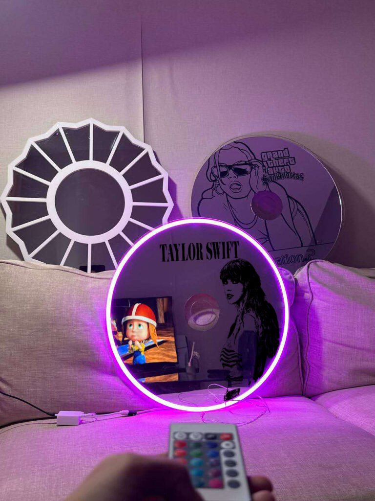 Taylor Swift Gold Mirror CD with RGB Neon – Elegant & Bright