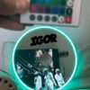 IGOR album-inspired CD mirror with RGB lighting, mounted on a wall.