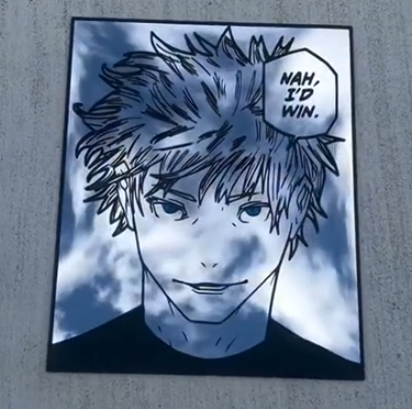 Gojo Satoru mirror featuring manga-style artwork