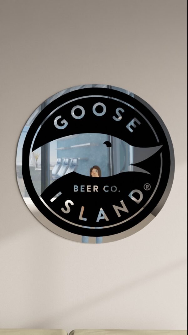 Goose Island Beer Mirror reflecting light