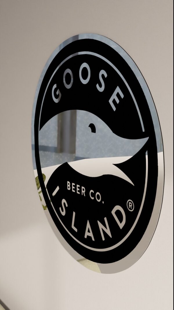 Goose Island Beer Mirror mounted on wall