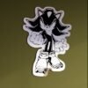 Front view of Shadow the Hedgehog power-stance mirror on an olive-green wall