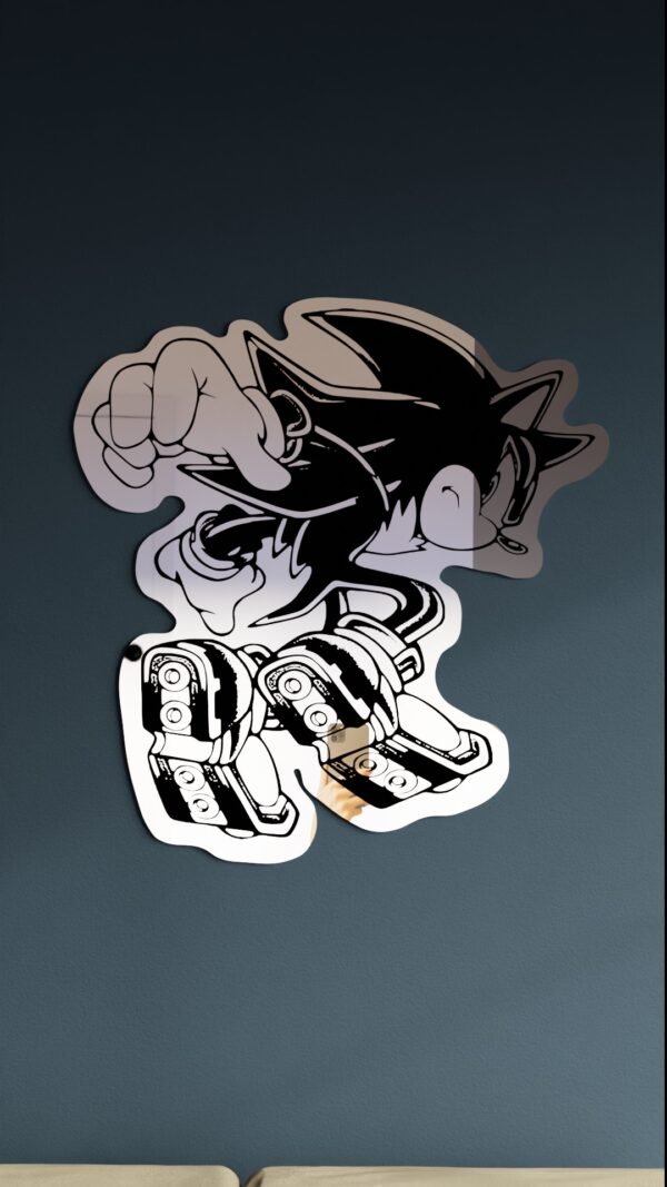 hadow the Hedgehog mirror installed above a couch in a gaming room
