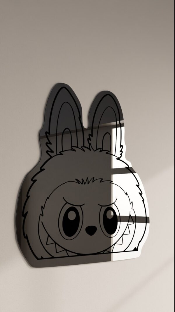 Labubu Face Peeker Mirror – Playful Cartoon Character Wall Decor