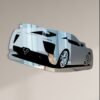 Custom-cut Lexus car wall mirror with glossy black overlay