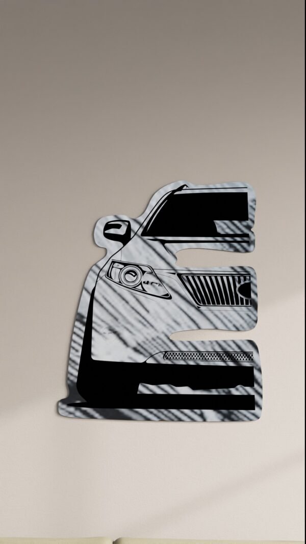 Lexus rear view acrylic wall mirror with detailed taillights and exhaust